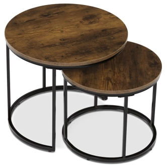Set 2 ks stolků ROSBELGAR, dekor staré dřevo, černý kov