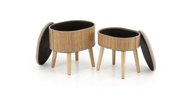 Set dvou taburetů WOOLLEY, béžová/přírodní