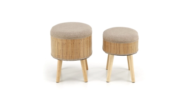 Set dvou taburetů WOOLLEY, béžová/přírodní