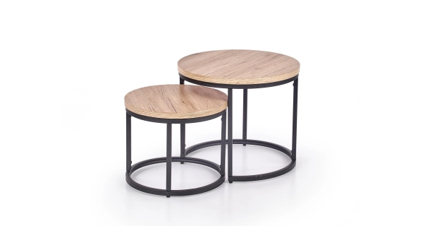 Set konferenčních stolků BARNABITA, dub san remo/černá