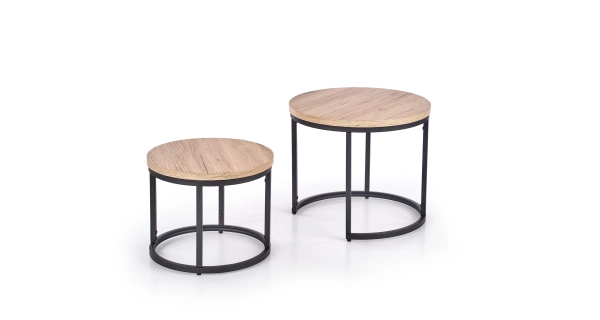 Set konferenčních stolků BARNABITA, dub san remo/černá