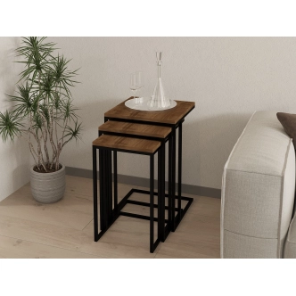 Set konferenčních stolků CANDICE, vlašský ořech/černá