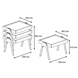 Set konferenčních stolků CLIFF, vlašský ořech/bílá