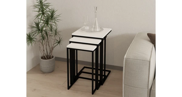 Set konferenčních stolků DARWIN, bílá/černá