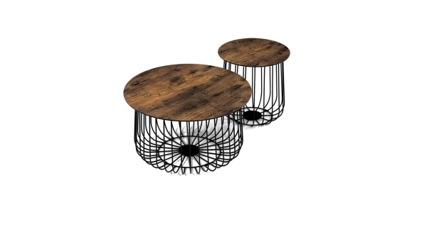 SET konferenčních stolků IGNAZIO, dekor staré dřevo/černá