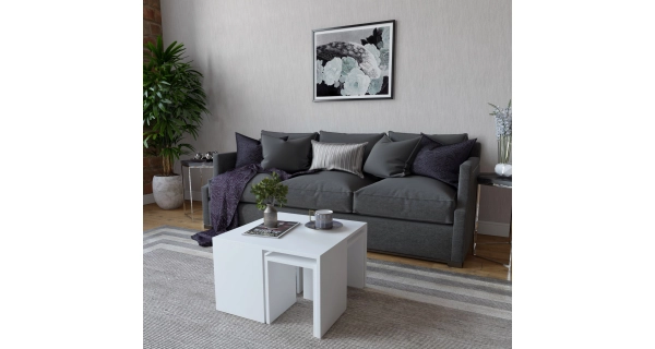 Set konferenčních stolků MADLENE, bílá