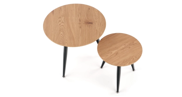 Set konferenčních stolků XANTEN 2, zlatý dub/černá