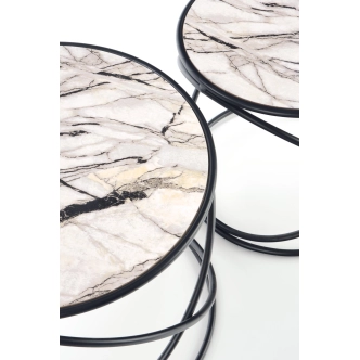 Set odkládacích stolků CADE, bílý mramor/černá
