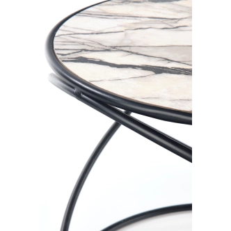 Set odkládacích stolků CADE, bílý mramor/černá