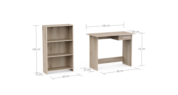 Set psacího stolu a knihovny TORMEN, dub kronberg DOPRODEJ