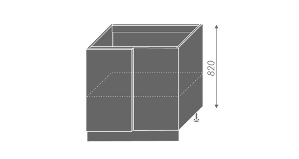 SHAULA, skříňka dolní rohová D13 U, korpus: grey, barva: black