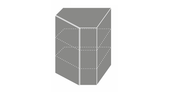 SHAULA, skříňka horní rohová W 10, korpus: grey, barva: black
