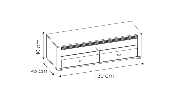 SICERAR RTV stolek 2S, norská borovice černá/bílý lesk