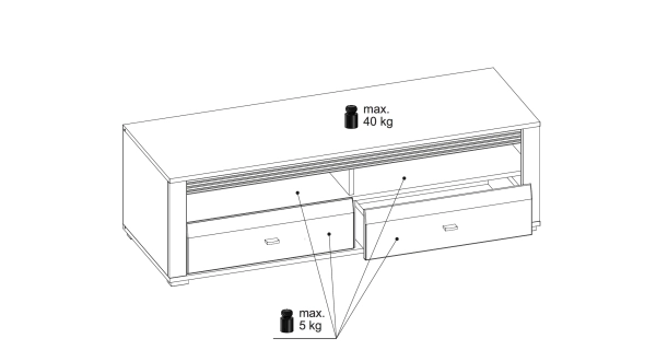 SICERAR RTV stolek 2S, norská borovice černá/bílý lesk