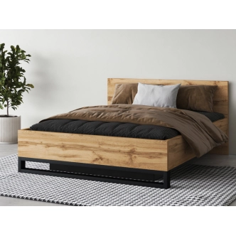 SIGUNI postel 140x200 cm s úložným prostorem, dub wotan