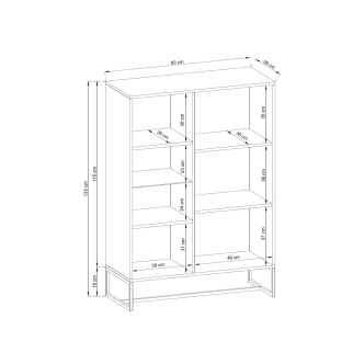 Široká vitrína TEMNOTA 93, dub ribbeck/černý kámen