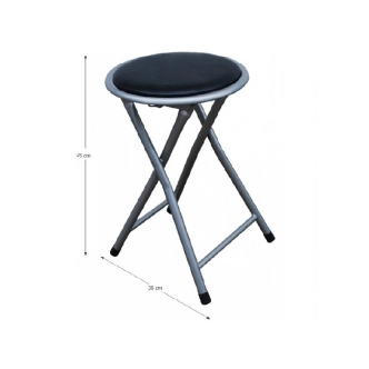 Skládací stolička ERETI (taburet), černá/stříbrná