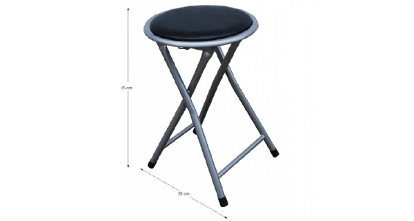 Skládací stolička ERETI (taburet), černá/stříbrná