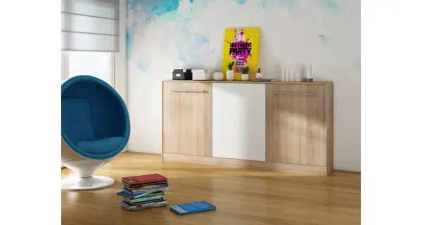 Sklápěcí postel CEDUNA, dub sonoma/bílá