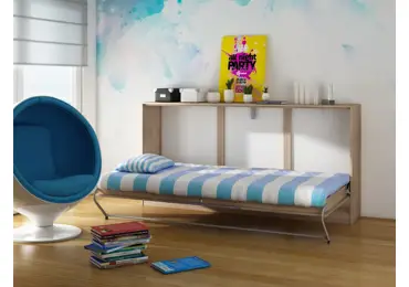 Sklápěcí postel CEDUNA, dub sonoma/fialová