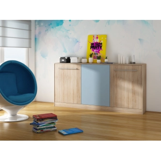 Sklápěcí postel CEDUNA, dub sonoma/modrá, 5 let záruka