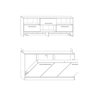 Sklápěcí postel s nástavcem CEDUNA, craft bílý/grafit