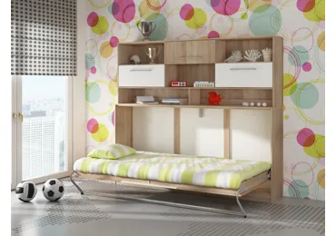 Sklápěcí postel s nástavcem CEDUNA, dub sonoma/bílá