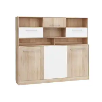 Sklápěcí postel s nástavcem CEDUNA, dub sonoma/bílá