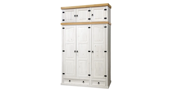 Skříň 3 dveřová PIMBOW, bílý vosk