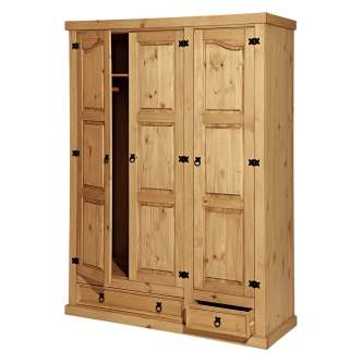 Skříň 3 dveřová PIMBOW, masiv borovice, vosk