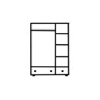 Skříň 3D BHAGIRA 1, šíře 120 cm, masiv borovice, moření: dub