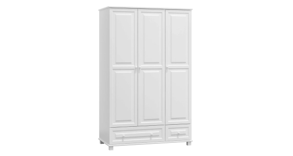 Skříň 3D BHAGIRA 1, šíře 133 cm, masiv borovice, moření: bílé