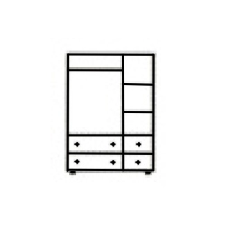 Skříň 3D BHAGIRA 3, šíře 133 cm, masiv borovice, moření: bílé