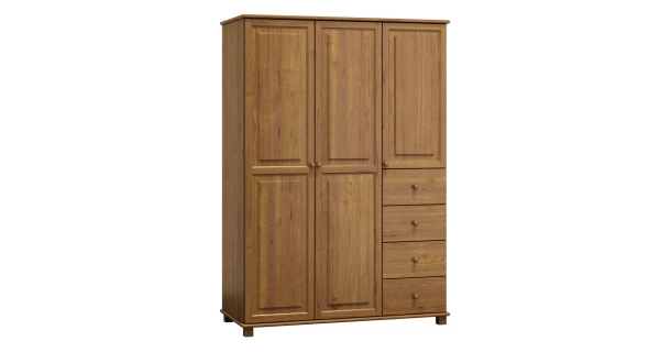 Skříň 3D BHAGIRA 4, šíře 133 cm, masiv borovice, moření: dub