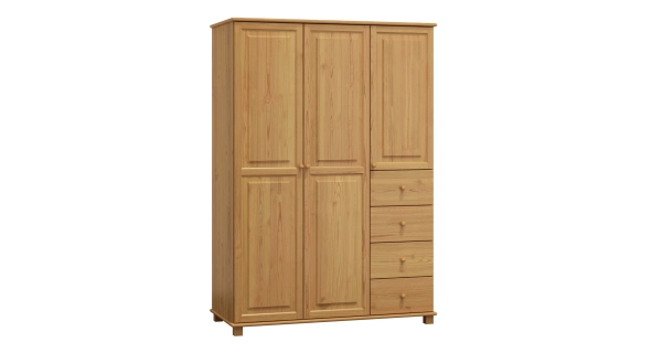 Skříň 3D BHAGIRA 4, šíře 133 cm, masiv borovice, moření: olše