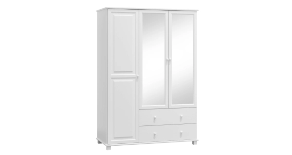 Skříň 3D BHAGIRA 6, šíře 120 cm, masiv borovice, moření: bílé