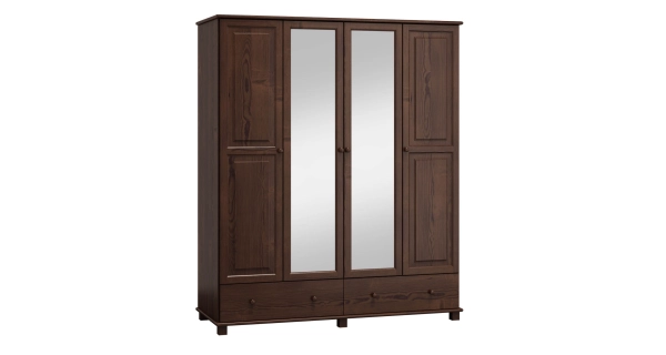 Skříň 4D BHAGIRA 3, šíře 160 cm, masiv borovice, moření: ořech