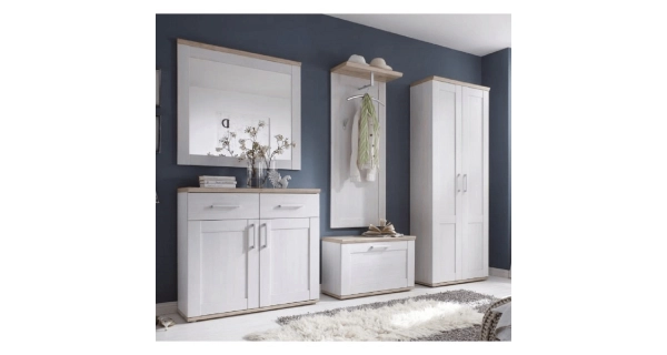 Skříň ANGELIT, bílá/dub sanremo