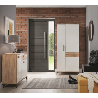 Skříň ANTIOPE 2D, dub craft zlatý/bílá alpský lesk 