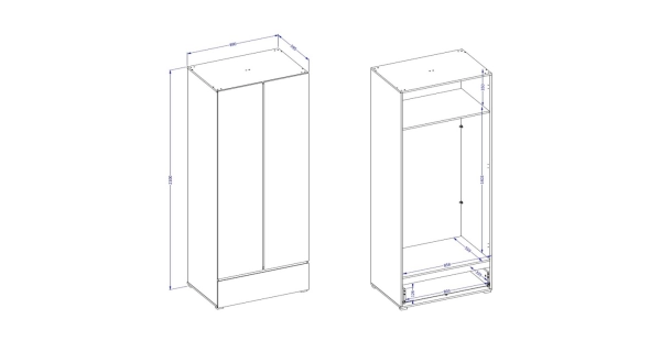 Skříň BONIFACIO 2D1S, bílá/černá