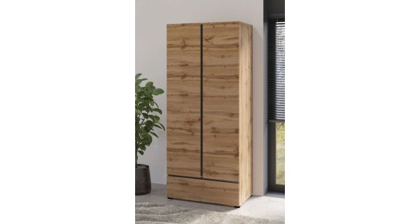 Skříň BONIFACIO 2D1S, dub wotan/černá