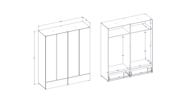 Skříň BONIFACIO 4D2S, bílá/černá