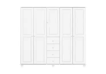 Skříň BRIGGS 5D4S, masiv borovice, bílý lak