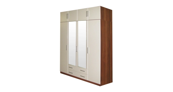 Skříň BUANG 4D, ořech/bílá