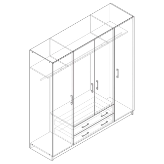 Skříň BUANG 4D2S, bílá