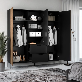 Skříň CHRISTOBEL, černý mat/dub artisan