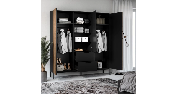 Skříň CHRISTOBEL, černý mat/dub artisan