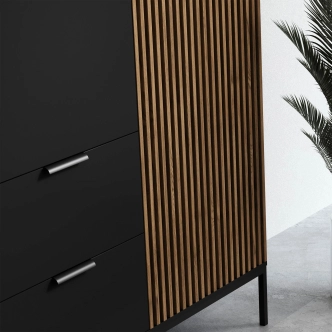 Skříň CHRISTOBEL, černý mat/dub artisan