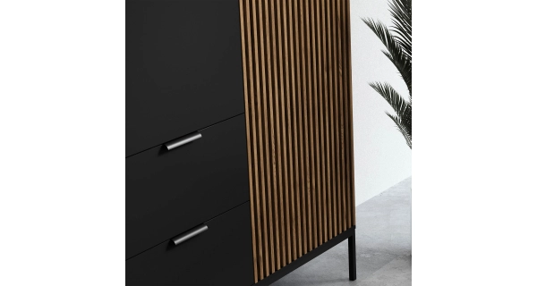 Skříň CHRISTOBEL, černý mat/dub artisan