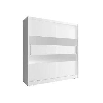 Skříň CONCINNA typ 2 se zrcadlovými pruhy 180 cm, bílá